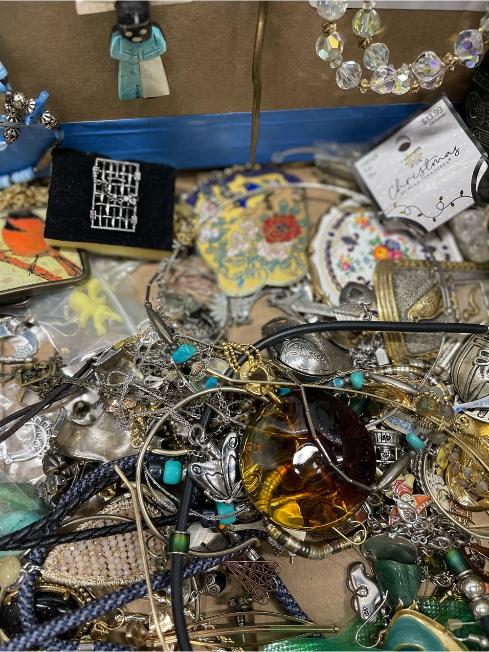 Random jewelry lot found in storage unit necklace ring sterling silver stone